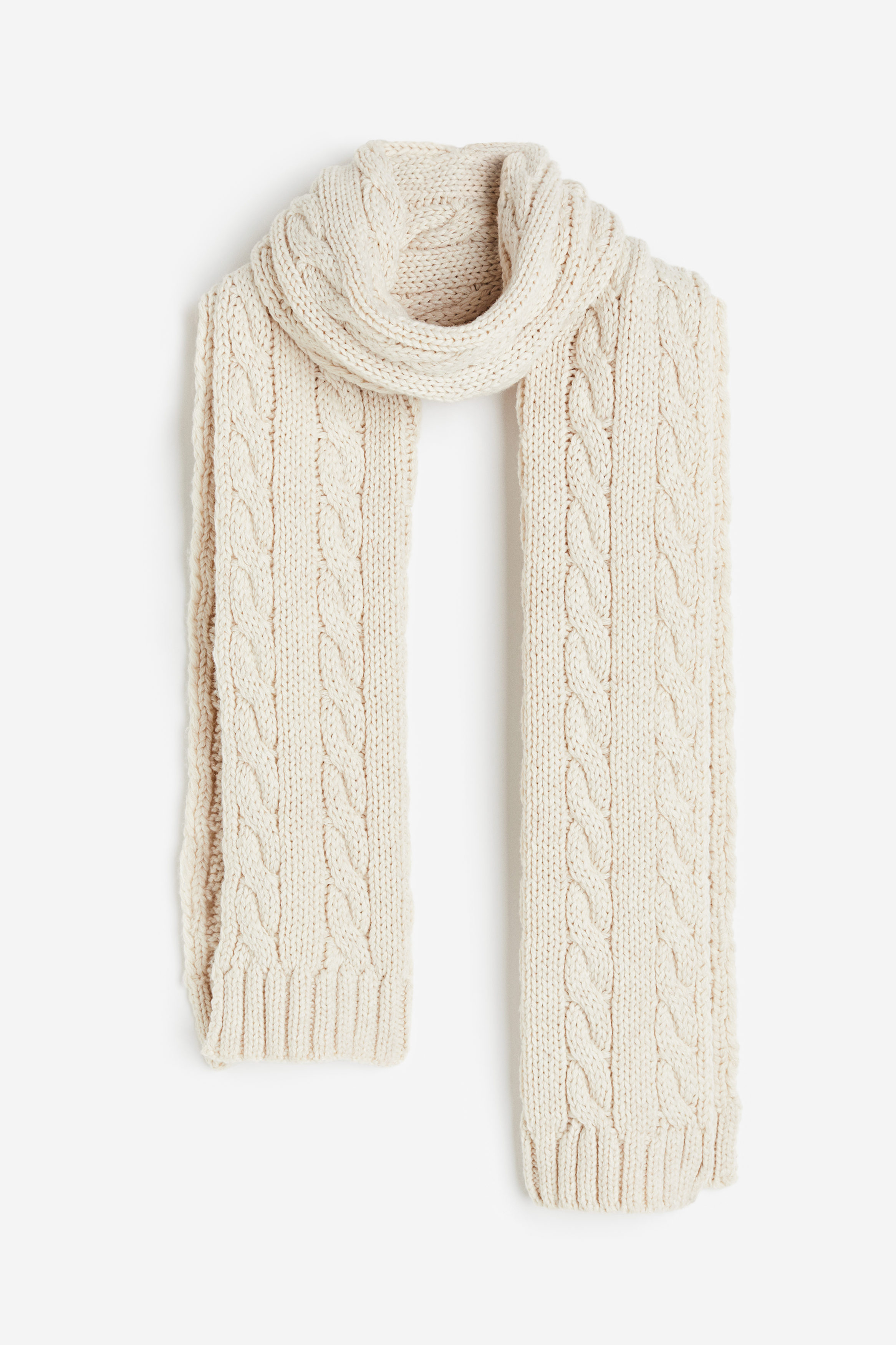 Billede af H&M Kabelstrikket Halstørklæde Lys Beige, Halstørklæder. Farve: Light beige I størrelse Onesize