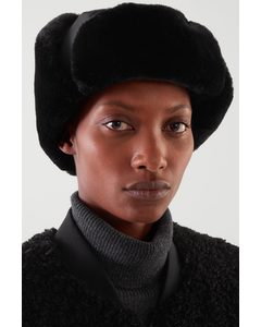 Faux-fur Trimmed Hat Black