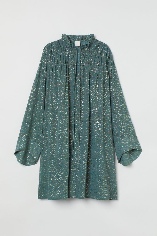 H&M Crinkled Chiffon Dress Turquoise/patterned