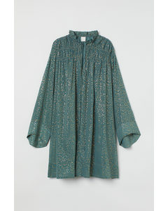 Crinkled Chiffon Dress Turquoise/patterned