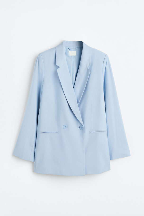 H&M Double-breasted Blazer Light Blue