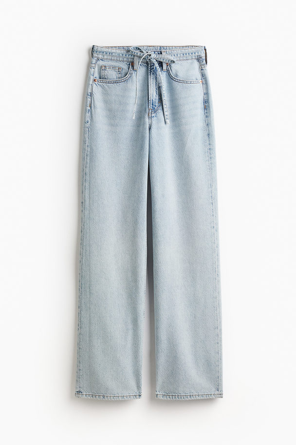 H&M Feather Soft Wide High Jeans Helles Denimblau