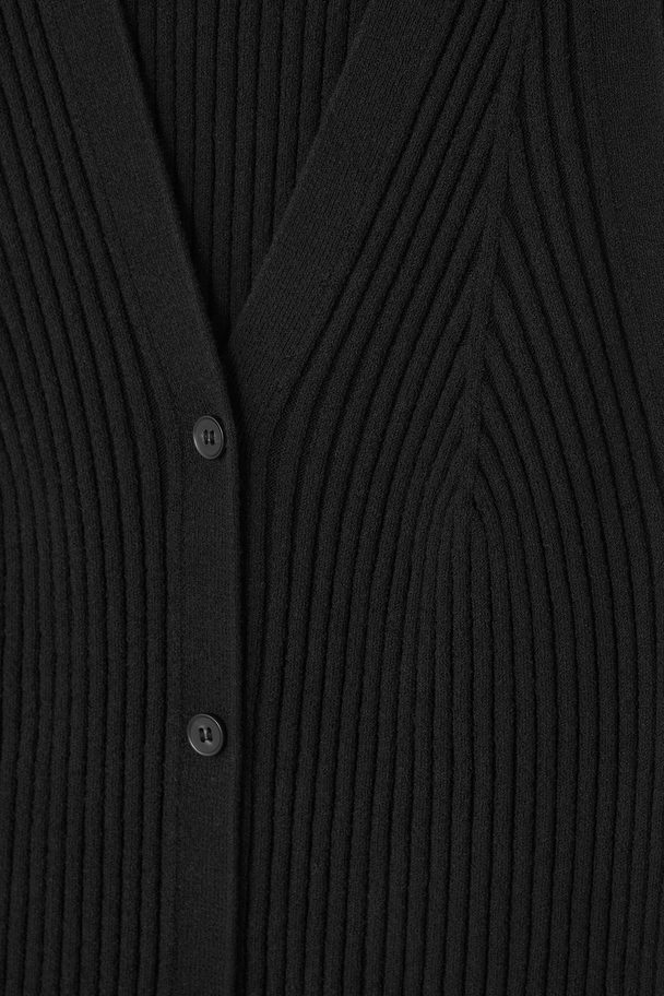COS Buttoned Rib-knit Maxi Dress Black