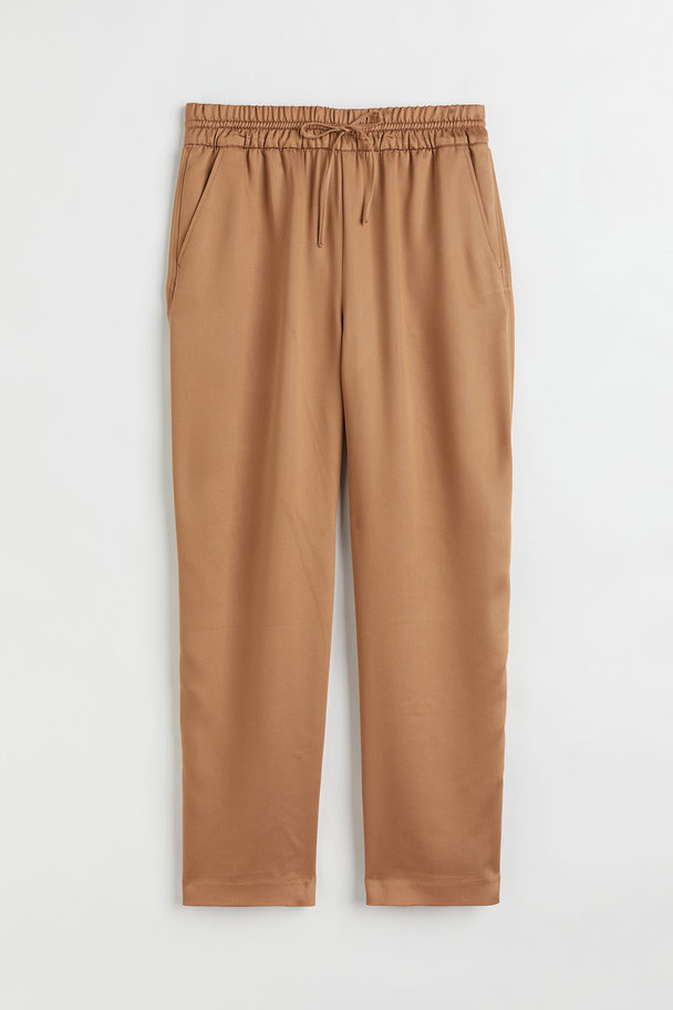 H&M Pull-on Lyocell-blend Trousers Dark Beige