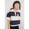 Cropped Rugby Shirt Navy Blue/block-striped