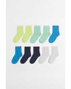 10 Paar Sokken Lichtgroen/blauw