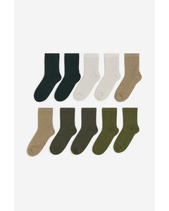 10-pack Socks Khaki Green/beige/black