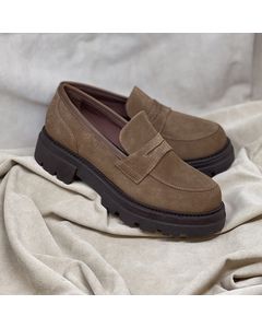 Bony Brown Suede Loafers For Woman