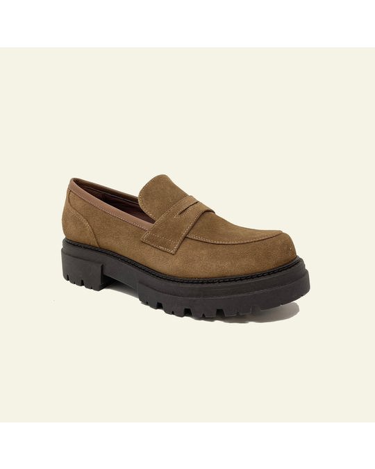 Hanks Bony Brown Suede Loafers For Woman