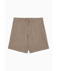 Pure Cashmere Drawstring Shorts Dark Beige