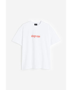 Relaxed Fit Printed T-shirt White/strange Sense