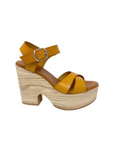 Platform Sandal Keita In Yellow Leather