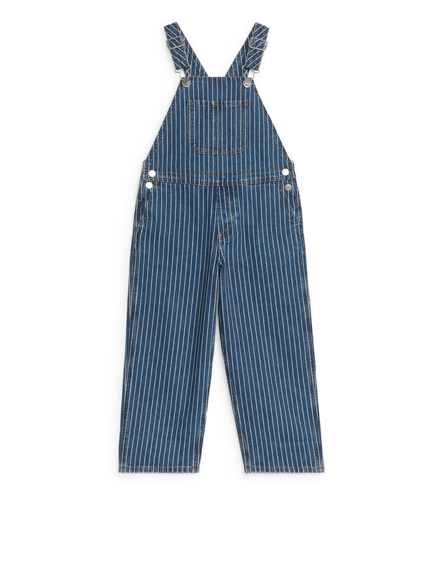 ARKET Relaxed Denim Dungarees Mid Blue/hickory
