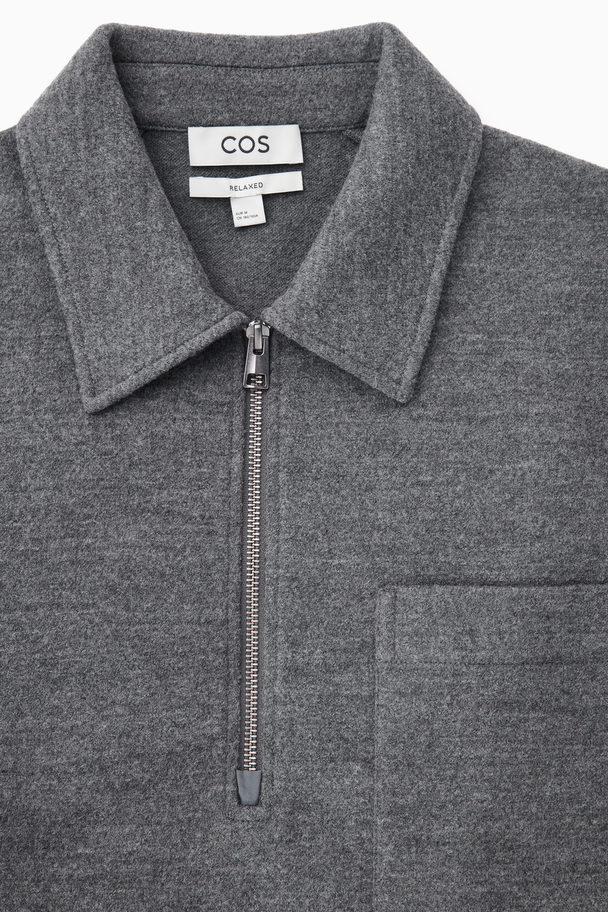 COS Half-zip Wool-blend Jumper Grey