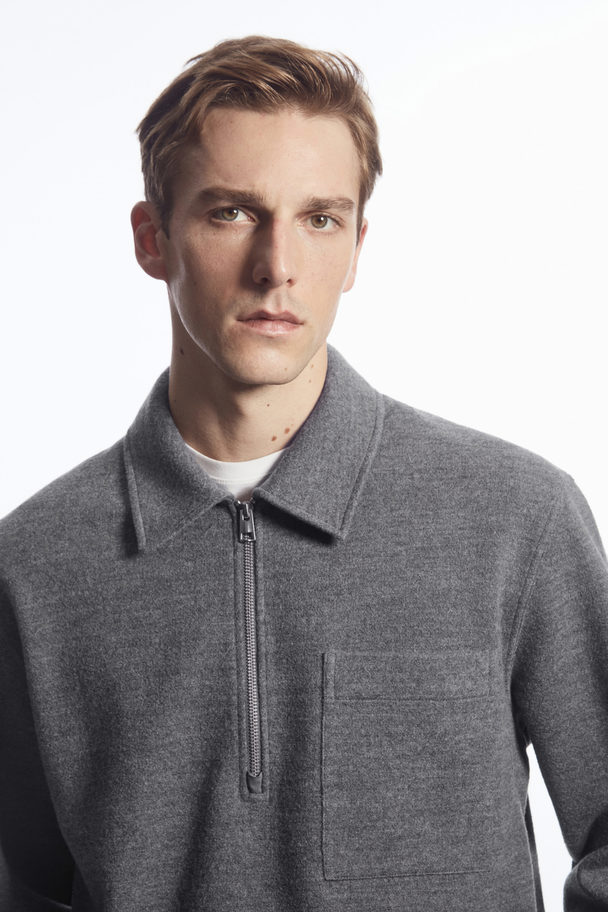 COS Half-zip Wool-blend Jumper Grey