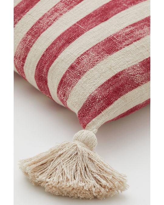 H&M HOME Tasselled Cushion Cover Red/striped