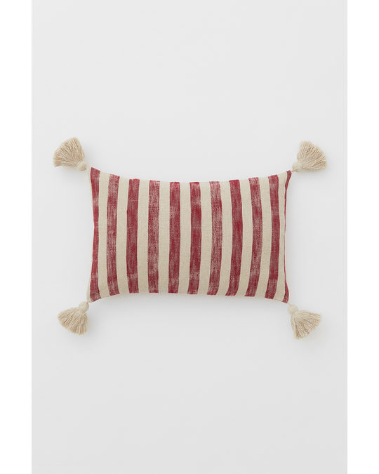 H&M HOME Tasselled Cushion Cover Red/striped