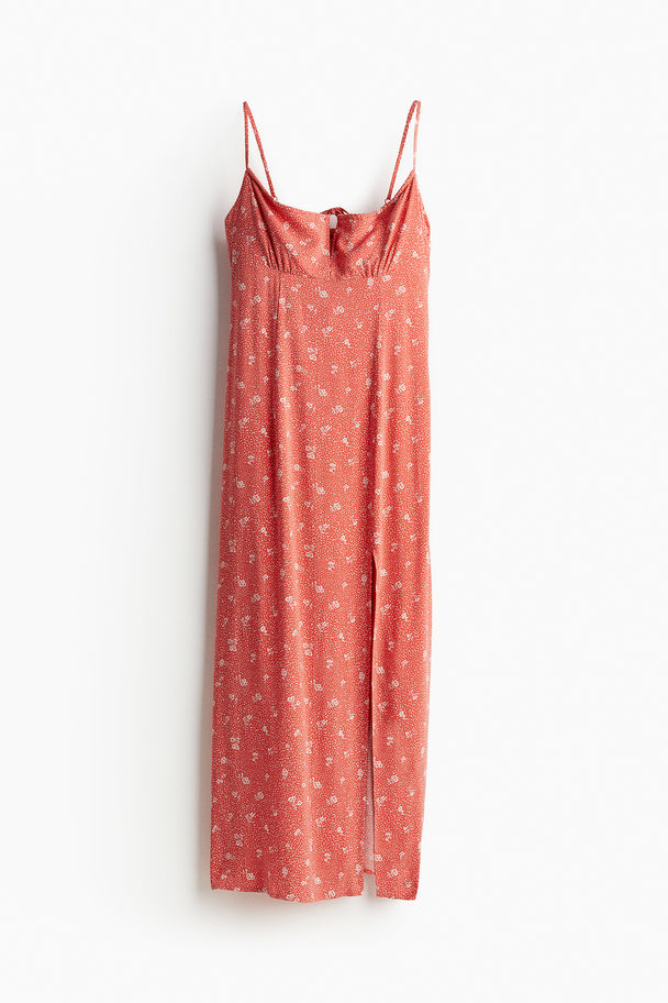 H&M Midi-jurk Met Drawstring Oranje/dessin