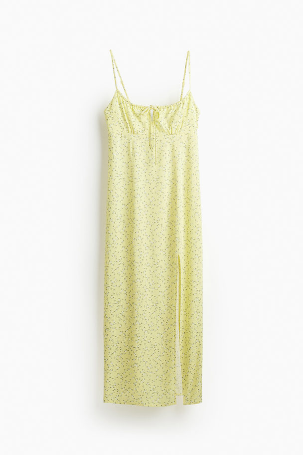 H&M Midi-jurk Met Drawstring Geel/bloemen