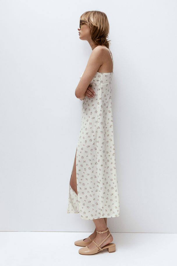 H&M Midi-jurk Met Drawstring Gebroken Wit/bloemen