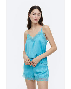 Pyjama Cami Top And Shorts Turquoise