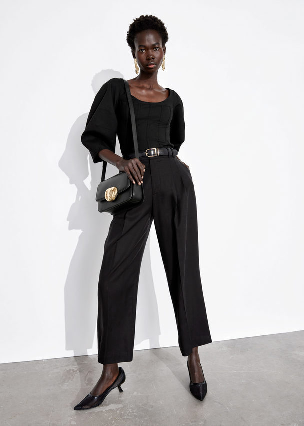 & Other Stories Tailored High Waist Trousers Black