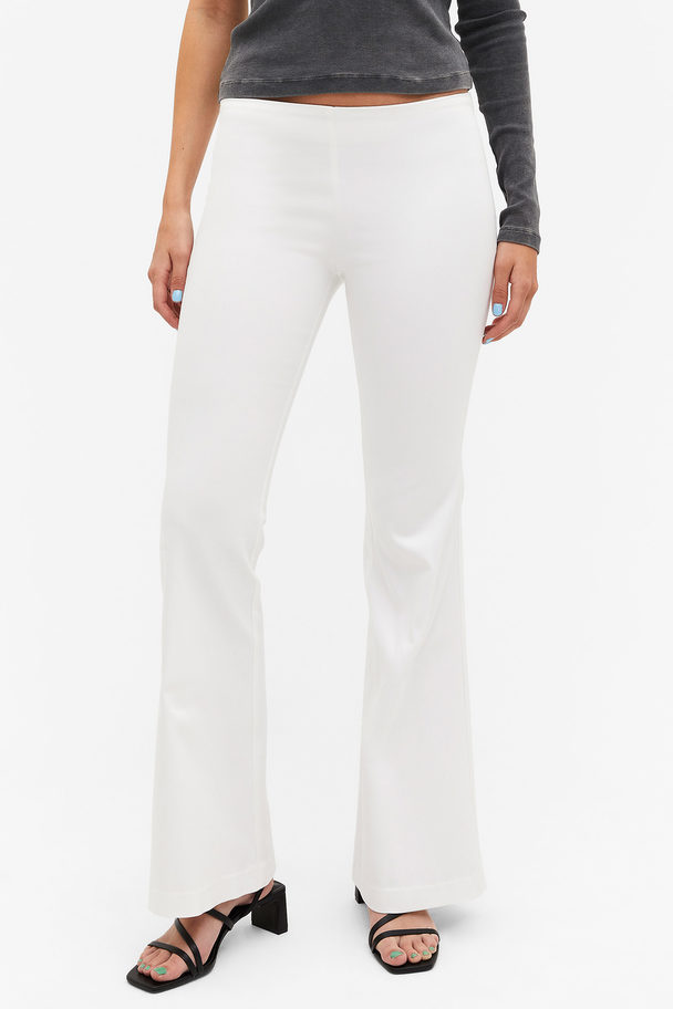 Monki Low Waist Tight Fit Flared Stretchy Trousers White