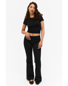 Low Waist Tight Fit Flared Stretchy Trousers Black