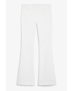 Low Waist Tight Fit Flared Stretchy Trousers White