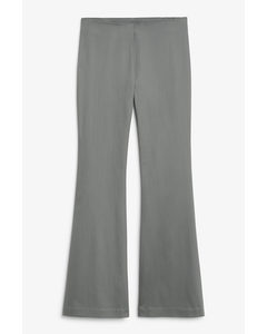 Low Waist Tight Fit Flared Stretchy Trousers Grey