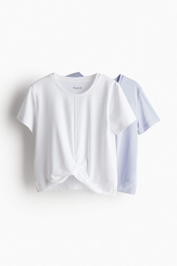 H&M 2er-Pack DryMove™-Sportshirts Helllila/Weiß