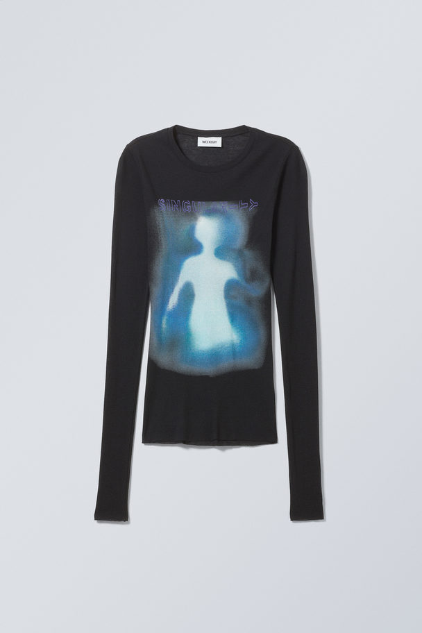 Weekday Printed Fitted Long-sleeve Top Singularity