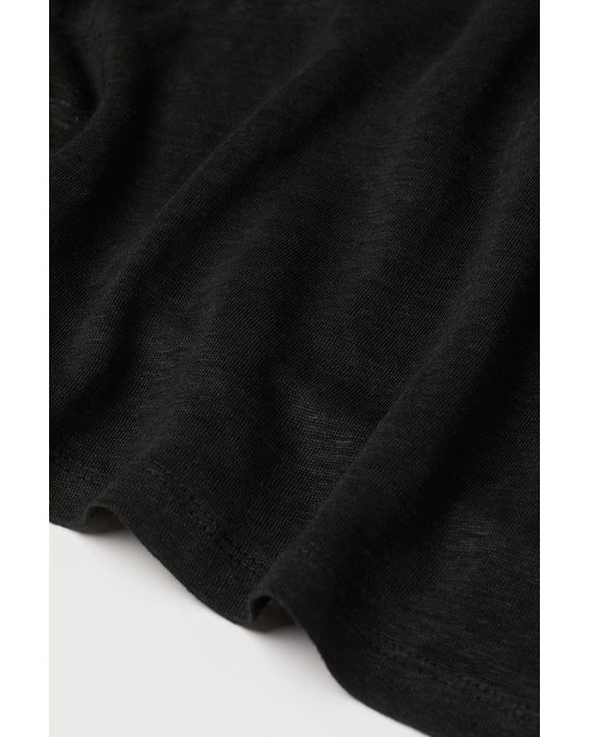 H&M Linen Jersey T-shirt Black