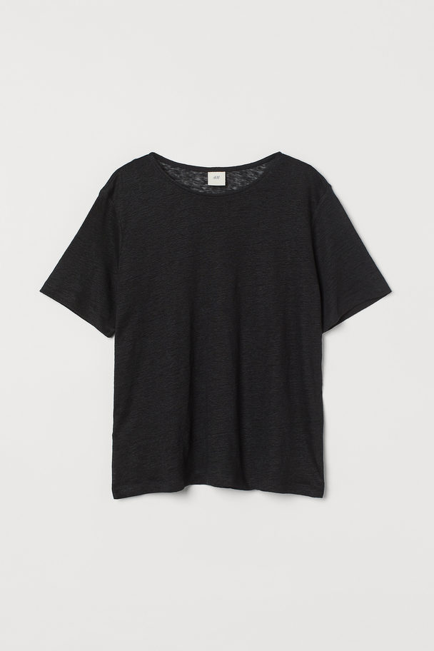 H&M Linen Jersey T-shirt Black