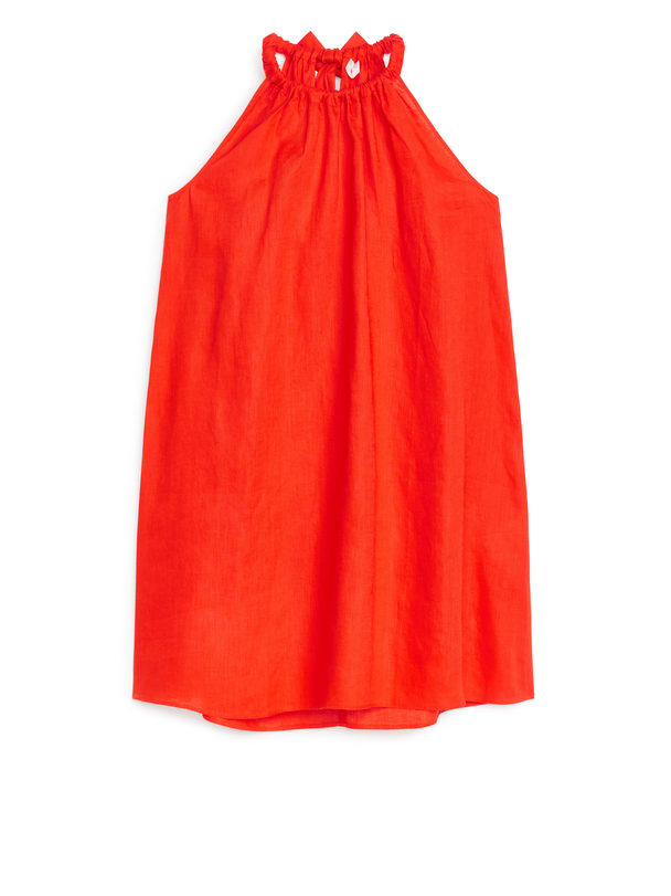 ARKET Leinenkleid mit Schleife Orange