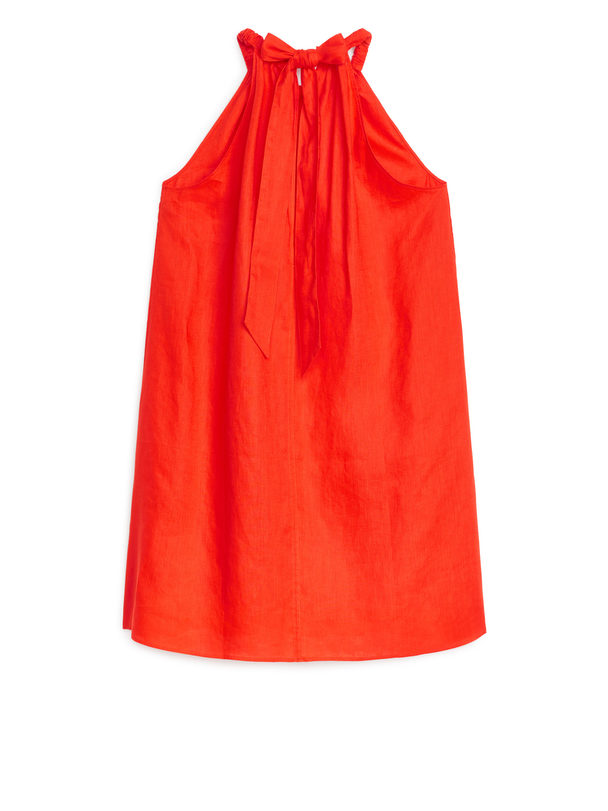 ARKET Leinenkleid mit Schleife Orange