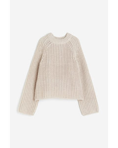 Oversized Rib-knit Jumper Light Beige