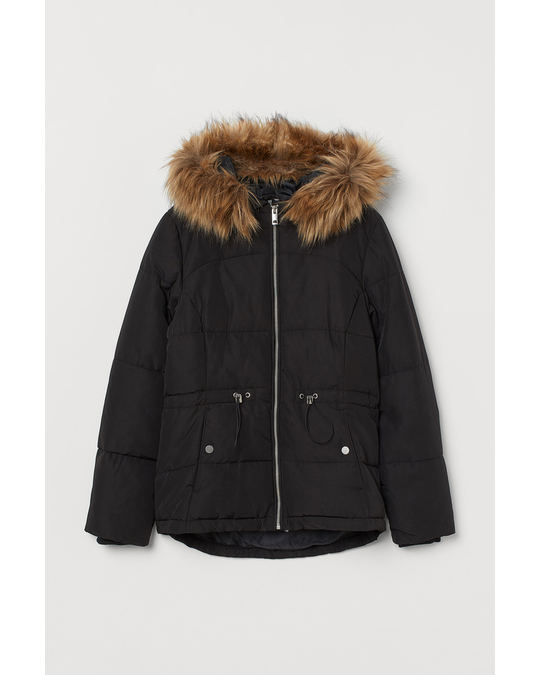 H&M Padded hooded jacket Black