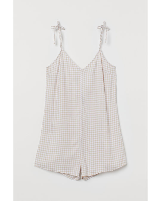 H&M Playsuit Beige/white Checked