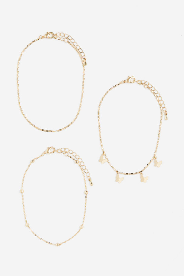 H&M 3-pack Anklets Gold-coloured/butterflies