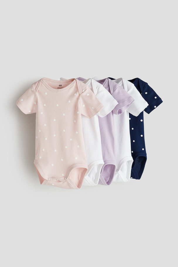 H&M 5-pack Cotton Bodysuits Light Pink/spotted