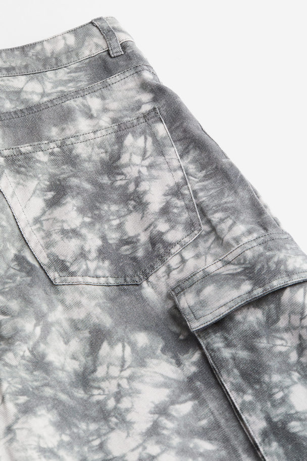 H&M Twill Cargo Trousers Grey/tie-dye