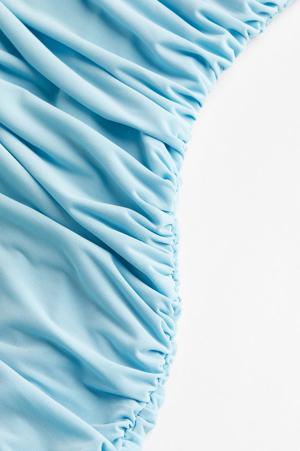 H&M Drapiertes Off-Shoulder-Kleid Hellblau