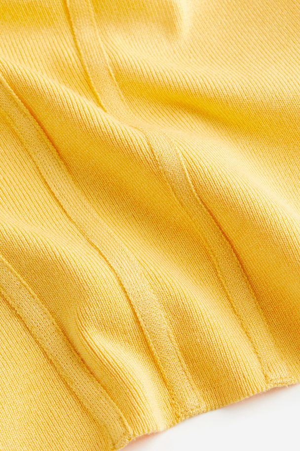 H&M Fine-knit Corset Top Yellow