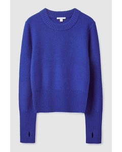 Cropped Wool Jumper Bright Blue