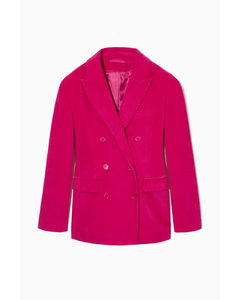 Slim-fit Double-breasted Corduroy Blazer Bright Pink