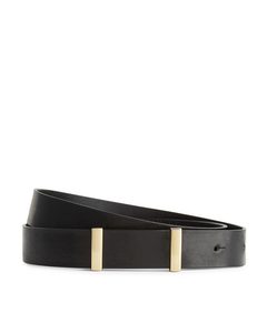 Slender Leather Belt Black