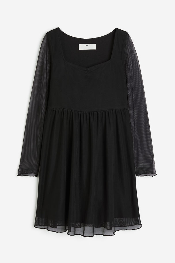 H&M Long-sleeved Dress Black