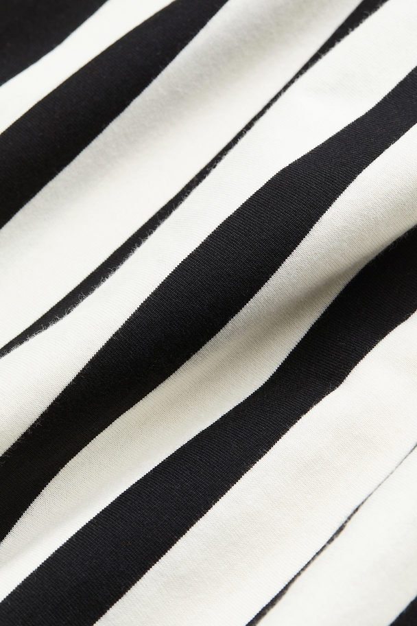 H&M Cotton T-shirt Dress White/black Striped