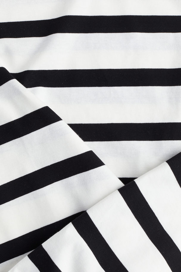 H&M Katoenen T-shirtjurk Wit/zwart Gestreept